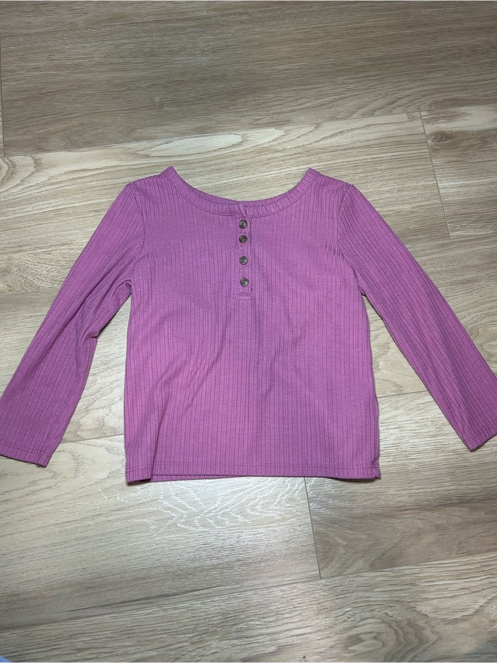Old Navy Girls' Ribbed Henley Long Sleeve Top - Mauve Pink
